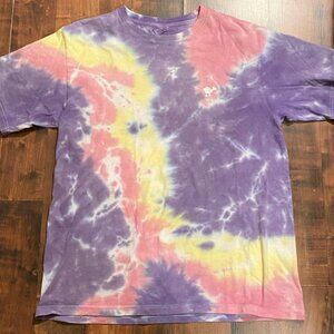 Lucky Bird Purple Yellow Pink White Tie-dye TShirt SeaTurtle Logo on Back Size M